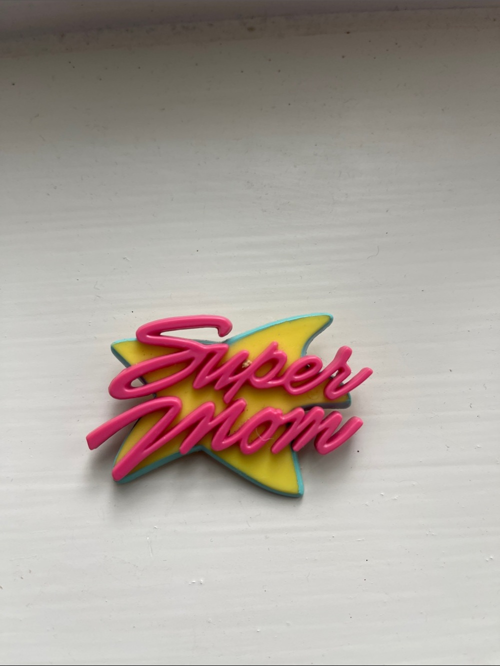 Super Mom Pink & Yellow Star Brooch